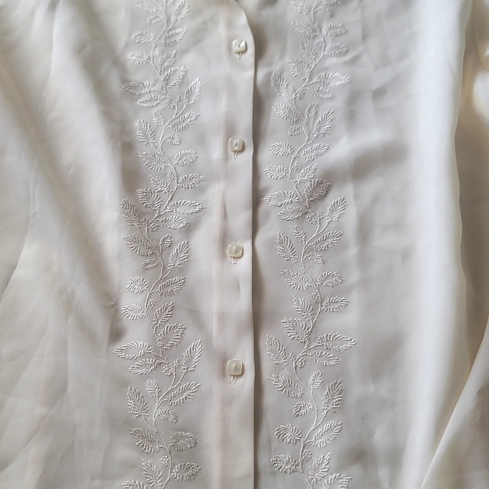 #0025-Scott Cream Blouse with Embroidered Details